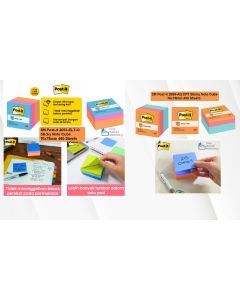 3M Post-it Lengkap murah barang Perlengkapan Kantor 3M Post-it Sticky Note Cube 2053-ELT-O / 2059-AQ CPT  (76x76mm 400 Sheets) di toko alat tulis grosir Bina Mandiri stationery