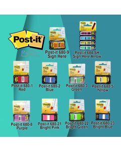 3M Post-it Lengkap murah barang Perlengkapan Kantor 3M Post-it 680 Flags Sign Here Arrow & color Flags 12x43mm  di toko alat tulis grosir Bina Mandiri stationery