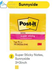 Contoh Alat Perlengkapan Kantor merk 3M Post-it , Gambar Produk 3M Post-it 654-1SS3Y Super Sticky Note Sunny Side 76x76mm 90 Sheets harga 15800 di Toko Peralatan Sekolah Murah