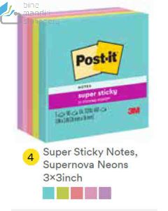 Contoh Alat Perlengkapan Kantor merk 3M Post-it , Gambar Produk 3M Post-it 654-5SSMIA Super Sticky Note Supernova 76x76mm 450 Sheets harga 62000 di Toko Peralatan Sekolah Murah