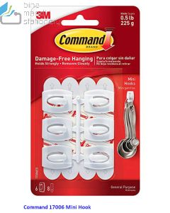 Contoh Alat Perlengkapan Kantor merk 3M Command , Gambar Produk Command 17006 Mini Hooks harga 30000 di Toko Peralatan Sekolah Murah