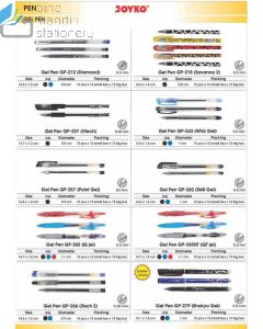 Contoh Pulpen gel Joyko Gel Pen GP-262 Skill Gel (Black,Blue,Red) merek Joyko