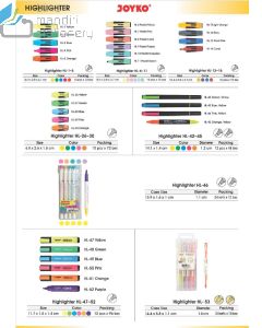 Gambar Texliner Stabilo Pewarna/Penanda Tulisan Joyko HighLighter HL-13 / HL-14 / HL-15 / HL-16 merek Joyko