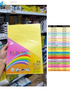 Contoh Kertas Fotocopy Print HVS Warna PaperFine Color A4 80 gr 25 sheet IT 160 Yellow merek Paperfine