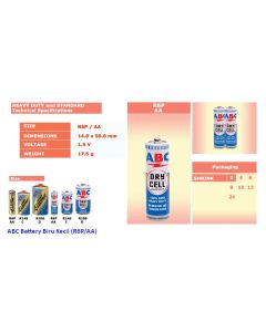 Foto produk ABC Carbon Zinc Battery Kecil (R6/AA) harga normal 12200 di Toko Alat Tulis Grosir Bina Mandiri Stationery