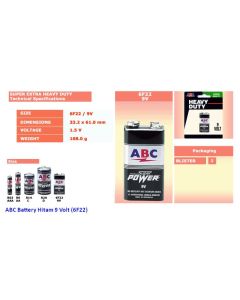 Foto produk ABC Carbon Zinc Battery Super Power 9 Volt (6F22) harga normal 13500 di Toko Alat Tulis Grosir Bina Mandiri Stationery